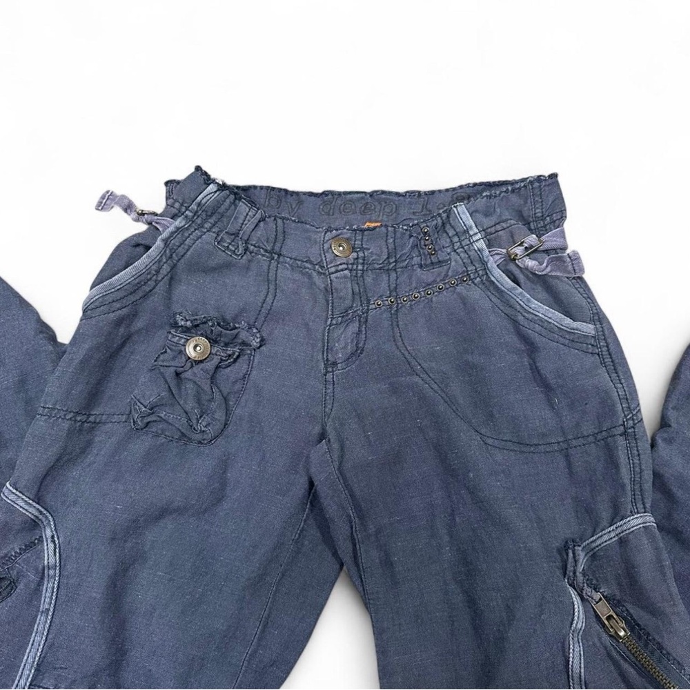 By Deep Los Angeles Wide Leg Blue Cargo Utility Pants Y2K style S - Picture 3 of 7